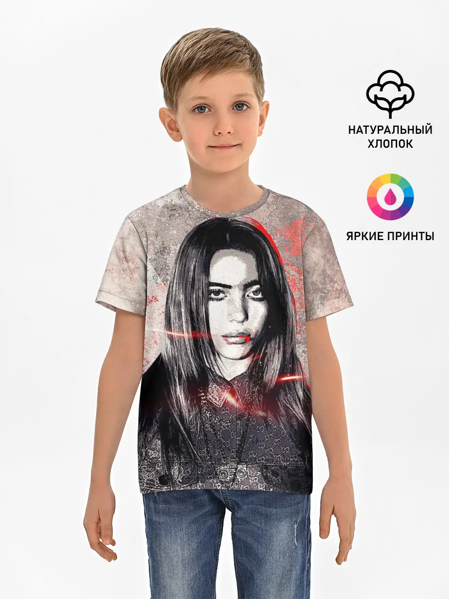 Детская базовая футболка / Билли Айлиш стиль гранж