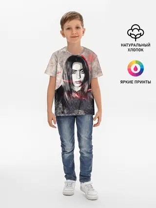Детская базовая футболка / Билли Айлиш стиль гранж