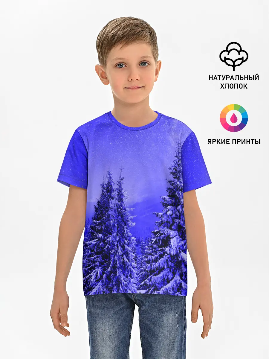 Детская базовая футболка / Зимний лес
