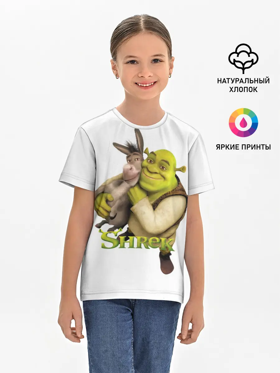 Детская базовая футболка / Шрек и Осел Мультфильм