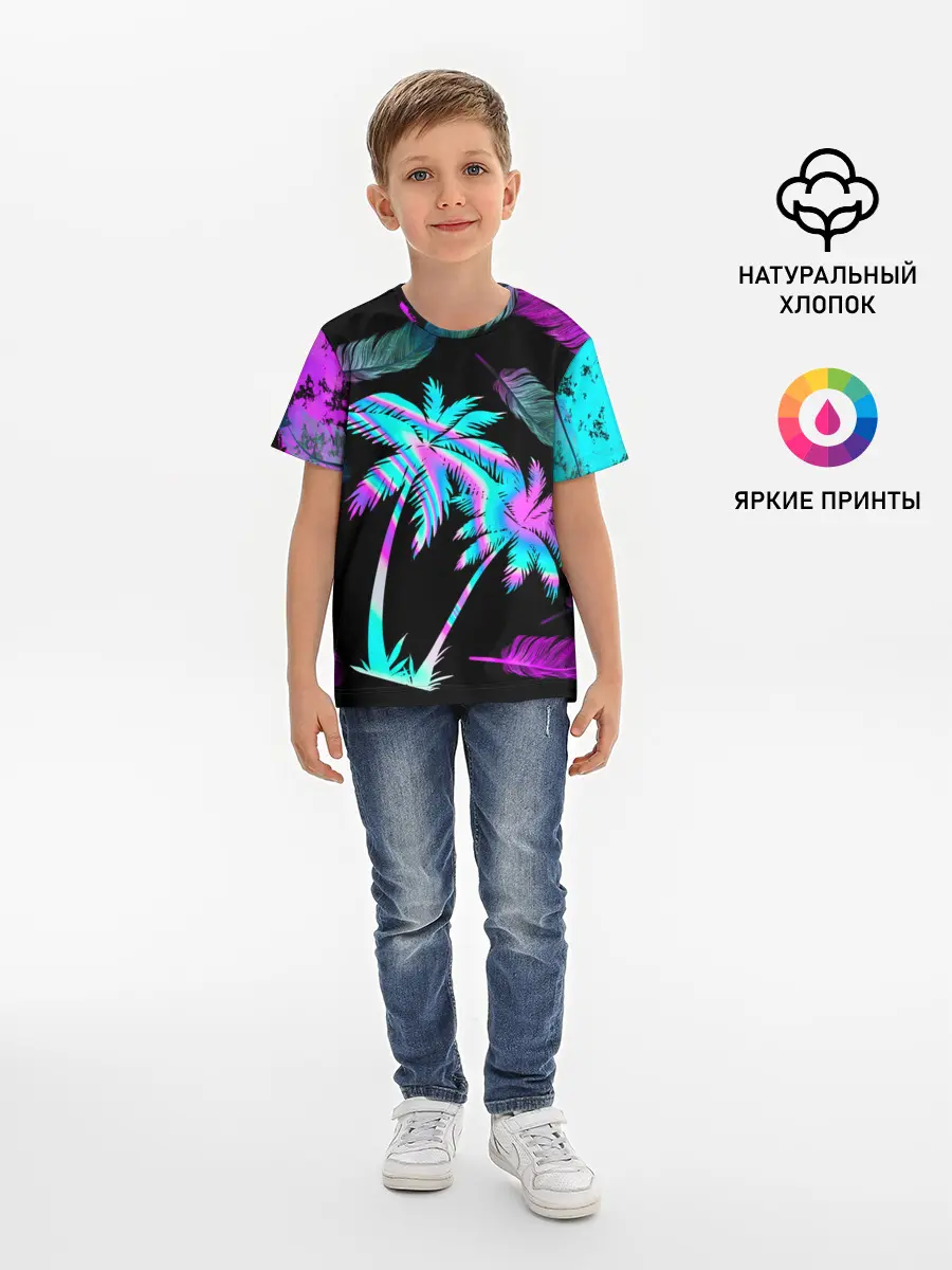 Детская базовая футболка / Неоновое лето