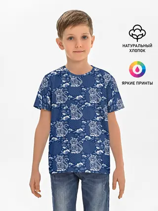 Детская базовая футболка / Тигры паттерн