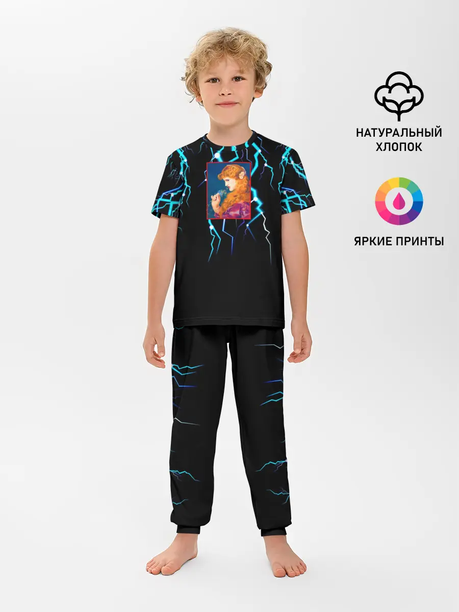 Детская пижама с брюками / МОЛНИИ ДЕВУШКА ЦВЕТЫ