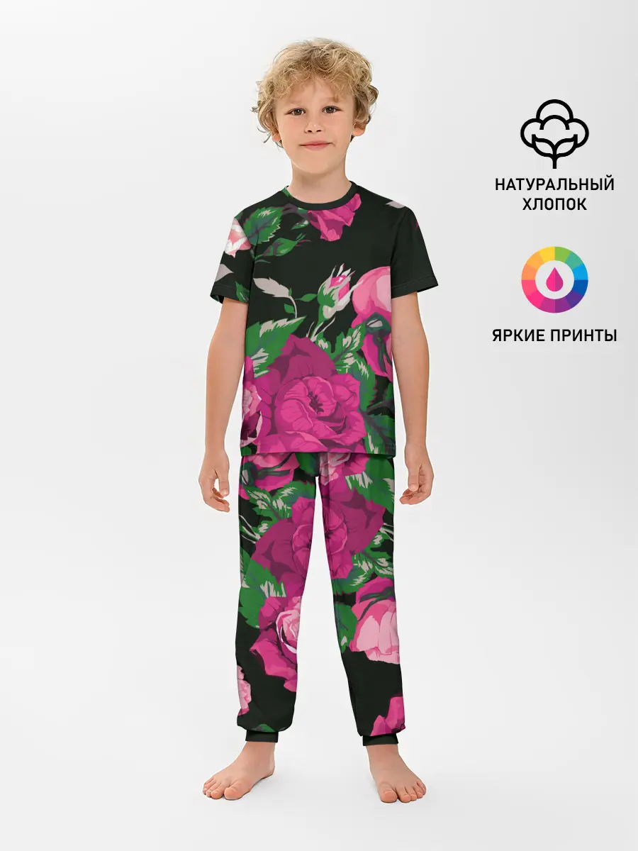 Детская пижама с брюками / Розы