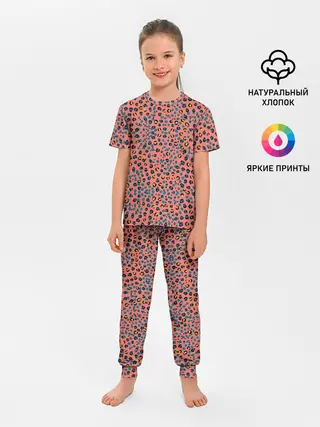 Детская пижама с брюками / Леопардовый принт на розовом