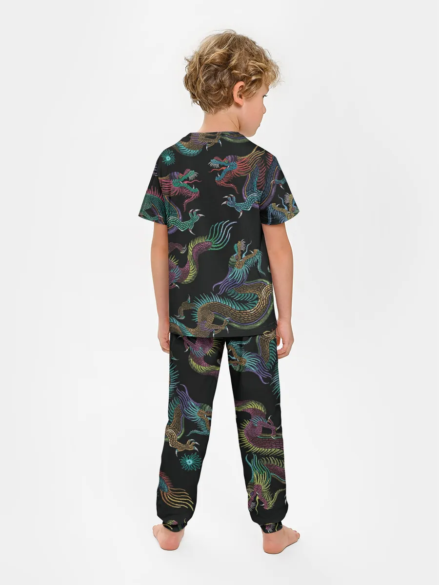 Детская пижама с брюками / Цветные драконы