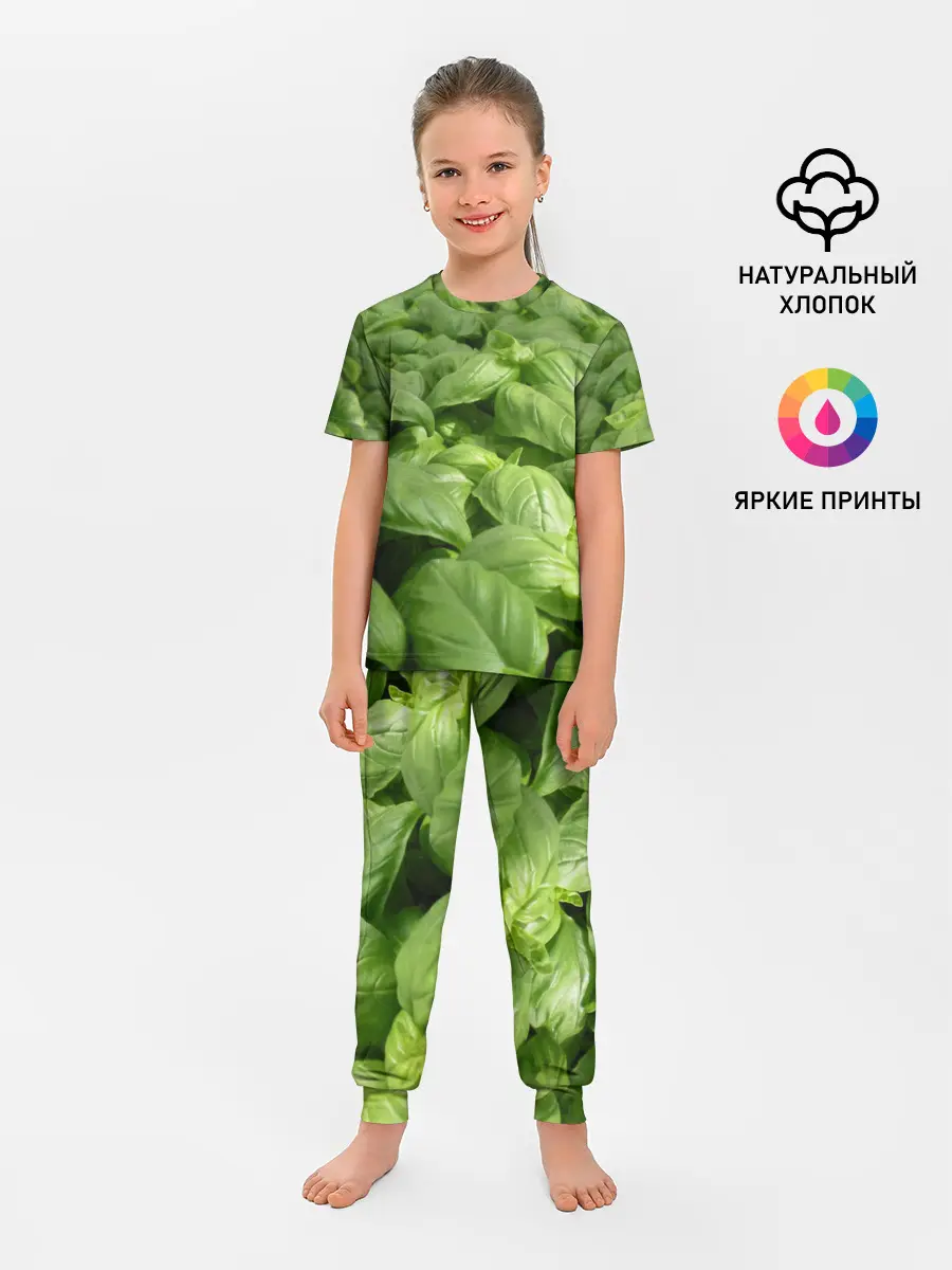 Детская пижама с брюками / Неоновый базилик