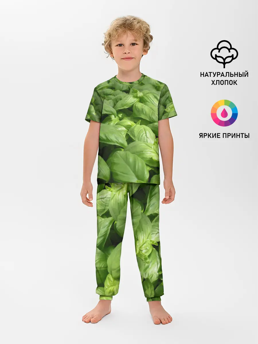 Детская пижама с брюками / Неоновый базилик