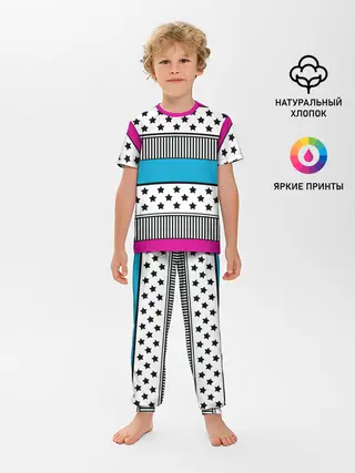Детская пижама с брюками / Молодежный современный узор