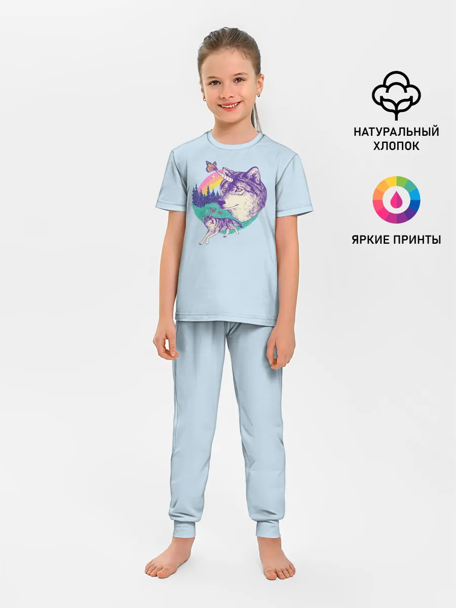 Детская пижама с брюками / Волк единорог