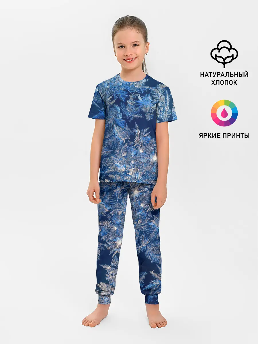 Детская пижама с брюками / Снежинки макро snowflakes macro