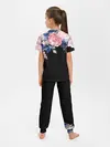 Детская пижама с брюками / цветы на черном