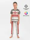 Детская пижама с брюками / Славянский узор красно-черный