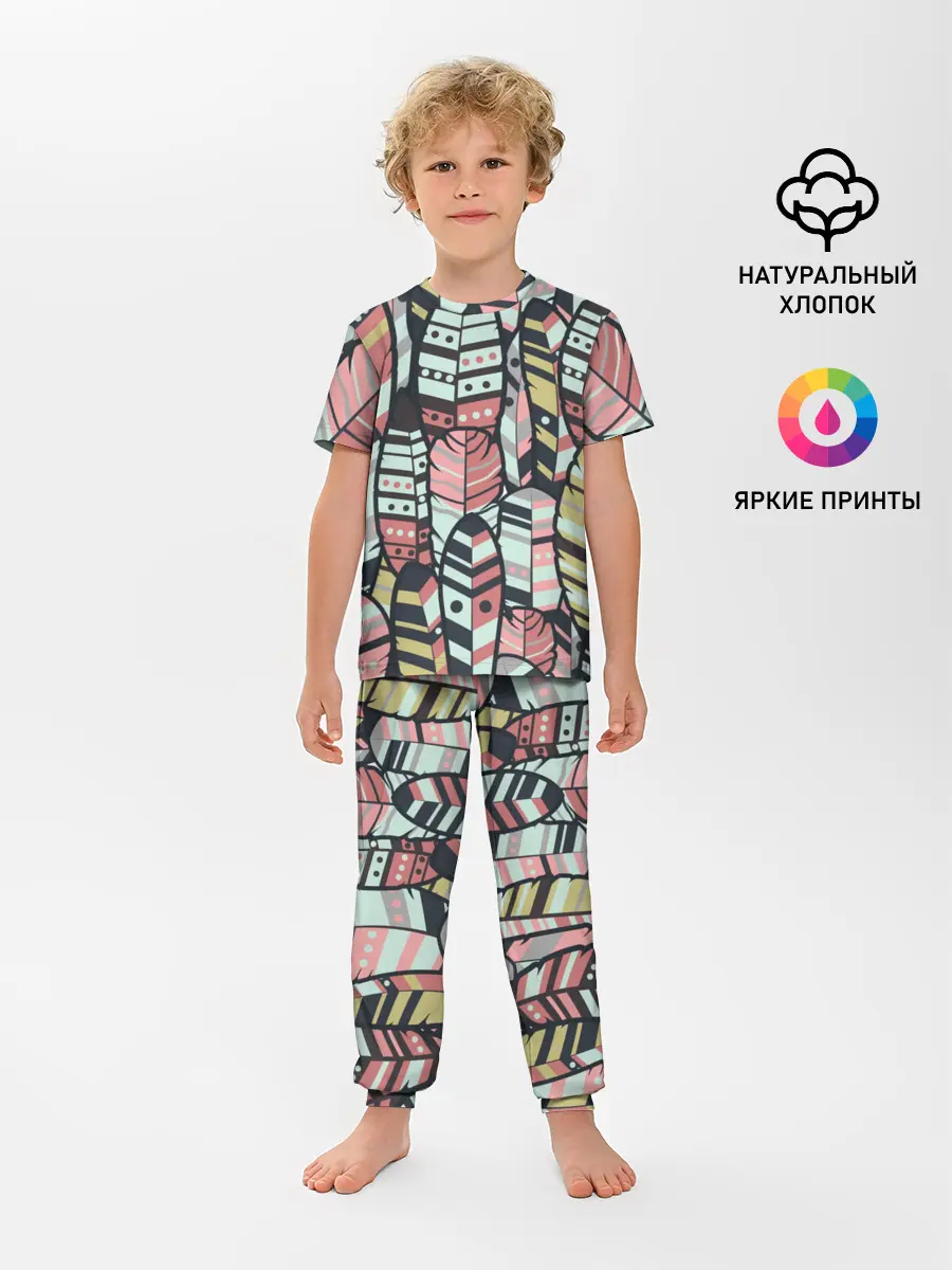 Детская пижама с брюками / Индейские перья
