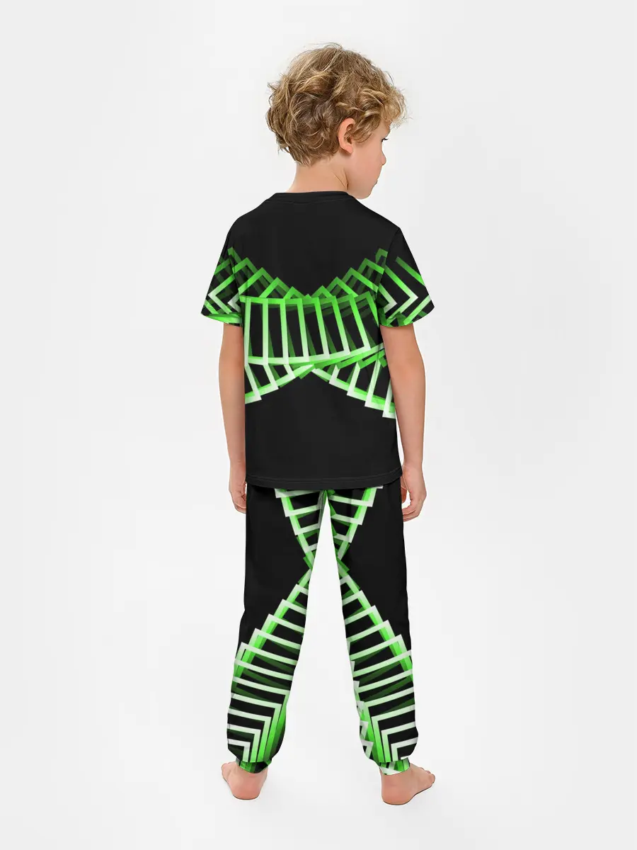 Детская пижама с брюками / Неоновые квадраты