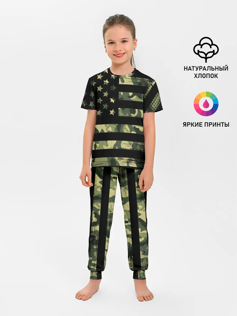 Детская пижама с брюками / American Flag Camo