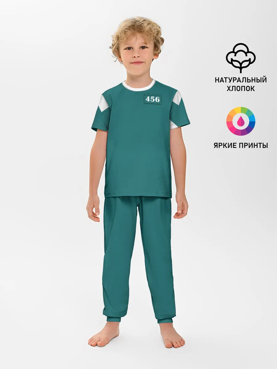 Детская пижама с брюками / Как в игре в кальмара. Куртка бирюзовая