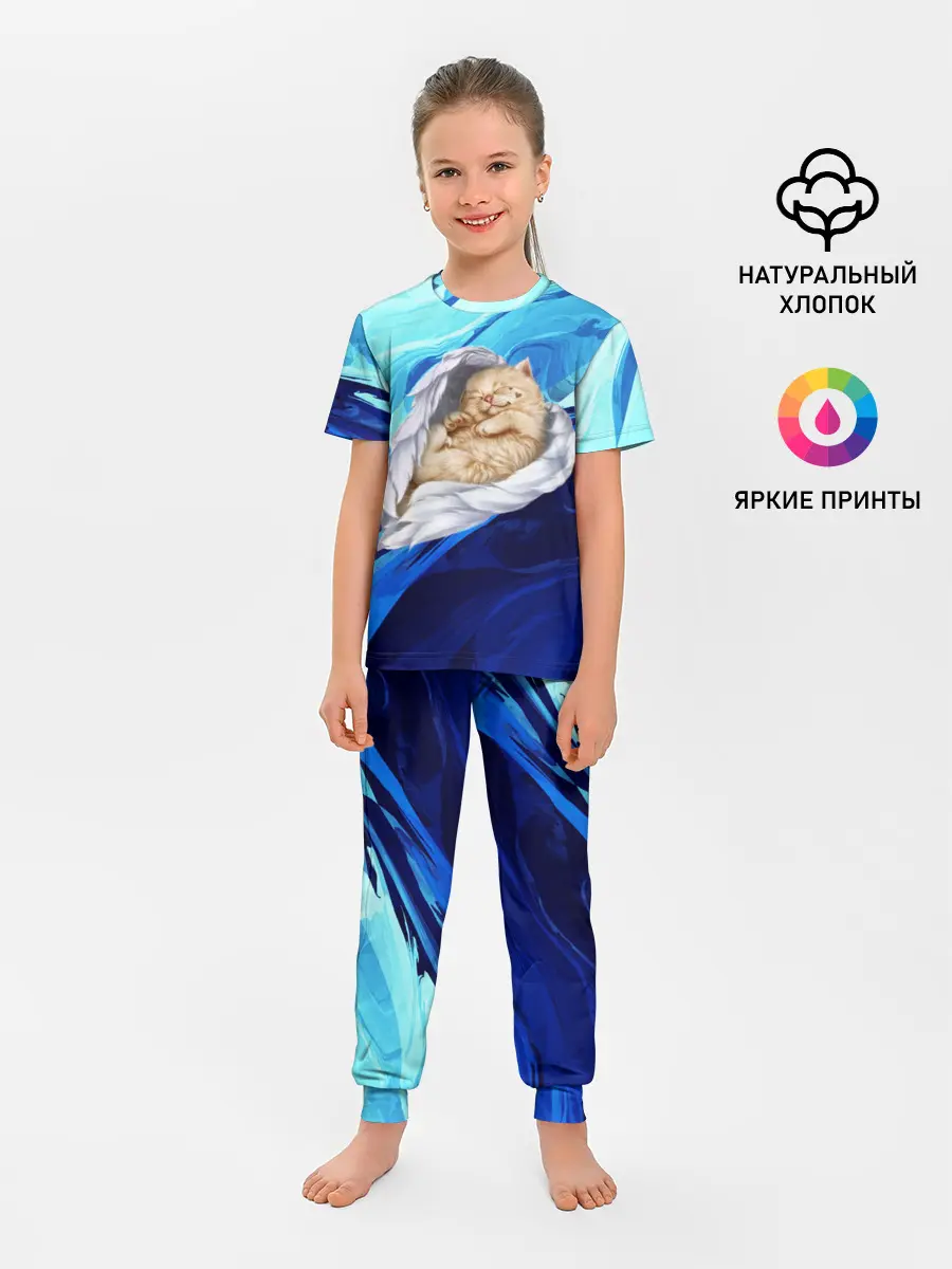 Детская пижама с брюками / Котик Ангелочек