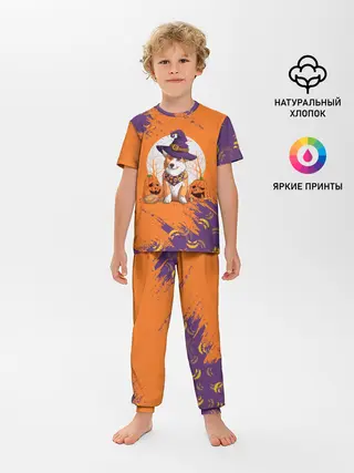 Детская пижама с брюками / КОРГИ НА ХЭЛЛОУИНЕ