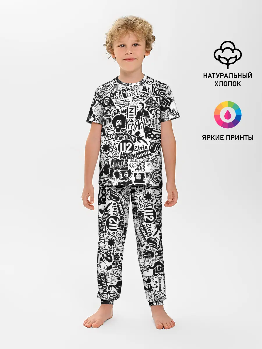 Детская пижама с брюками / Rock Band Logos