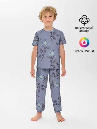 Детская пижама с брюками / Голубые розы