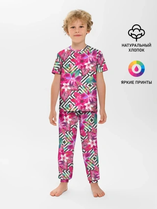 Детская пижама с брюками / Тропические цветы