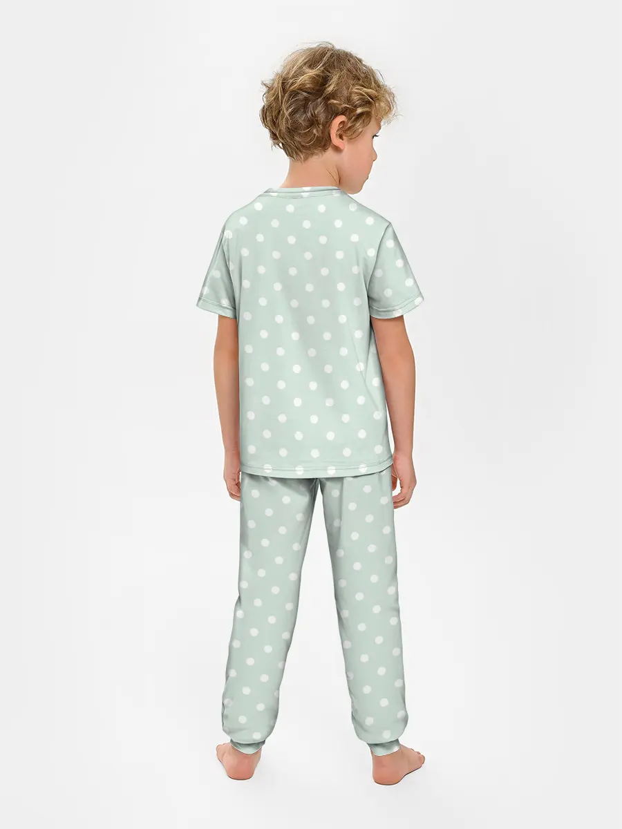 Детская пижама с брюками / белый горох