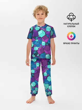 Детская пижама с брюками / СИРЕНЕВЫЕ КУБЫ