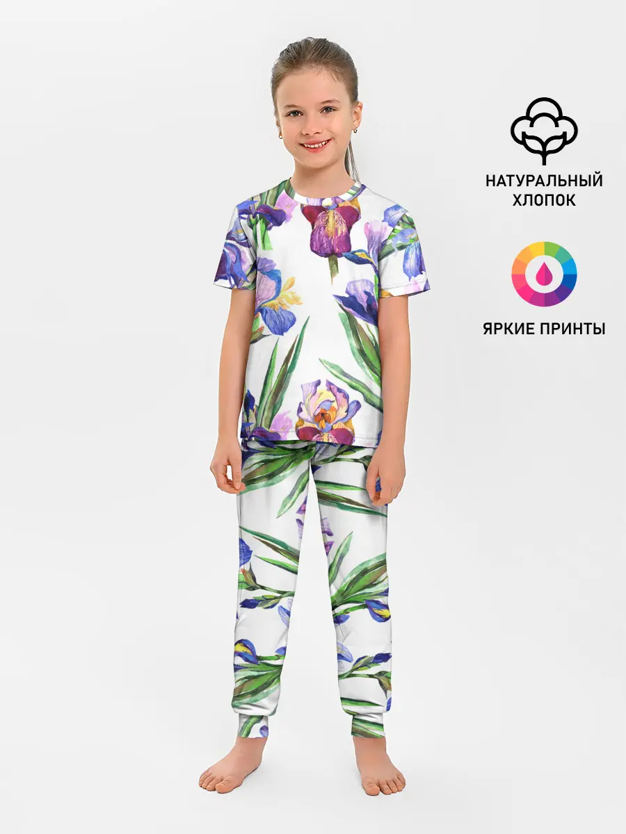 Детская пижама с брюками / Ирисы