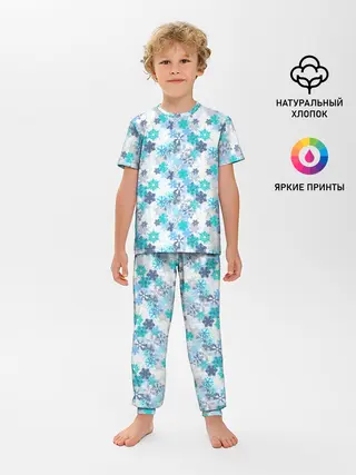 Детская пижама с брюками / Зимние Снежные Узоры