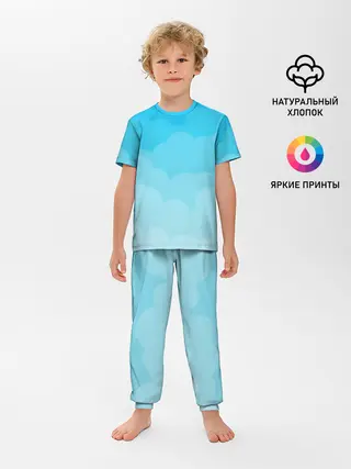 Детская пижама с брюками / Голубые облака