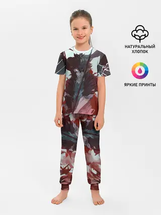 Детская пижама с брюками / Аста в режиме демона черный клевер