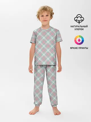 Детская пижама с брюками / Узор в клетку
