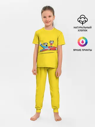 Детская пижама с брюками / Летящие кружки