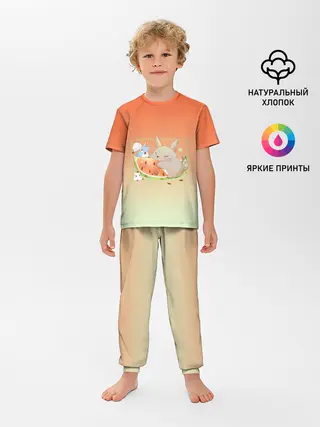 Детская пижама с брюками / Семейство Тоторо ест арбуз