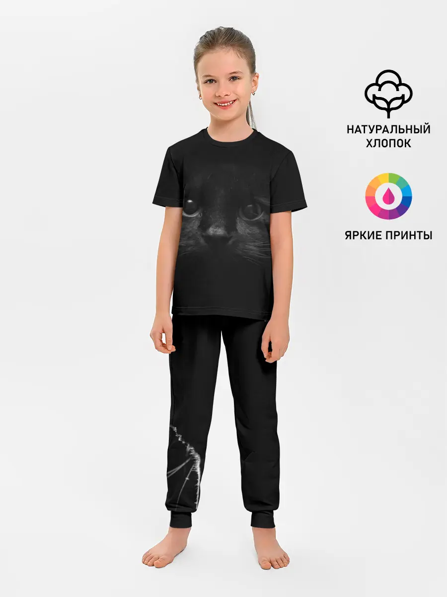 Детская пижама с брюками / Чёрный кот