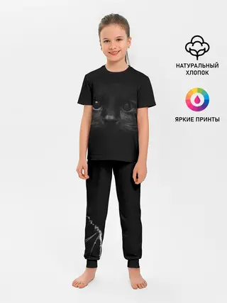 Детская пижама с брюками / Чёрный кот