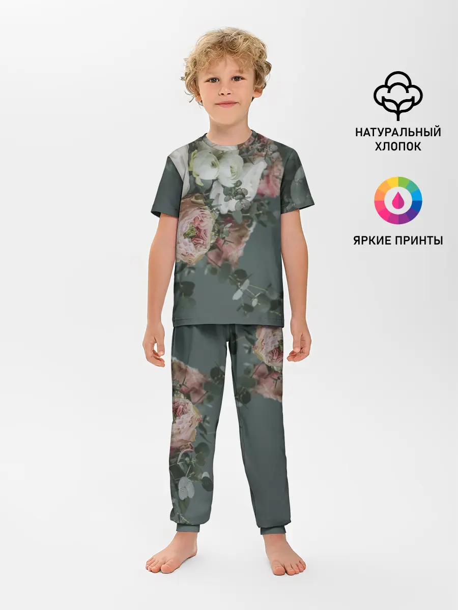 Детская пижама с брюками / Розы