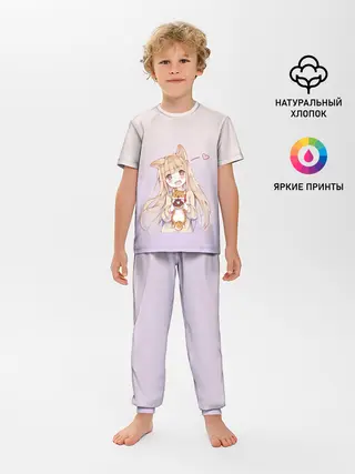 Детская пижама с брюками / малышка чиби пончик лис