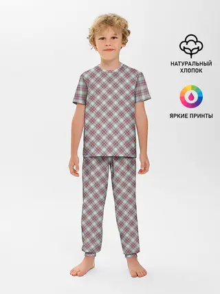 Детская пижама с брюками / Текстура в клетку