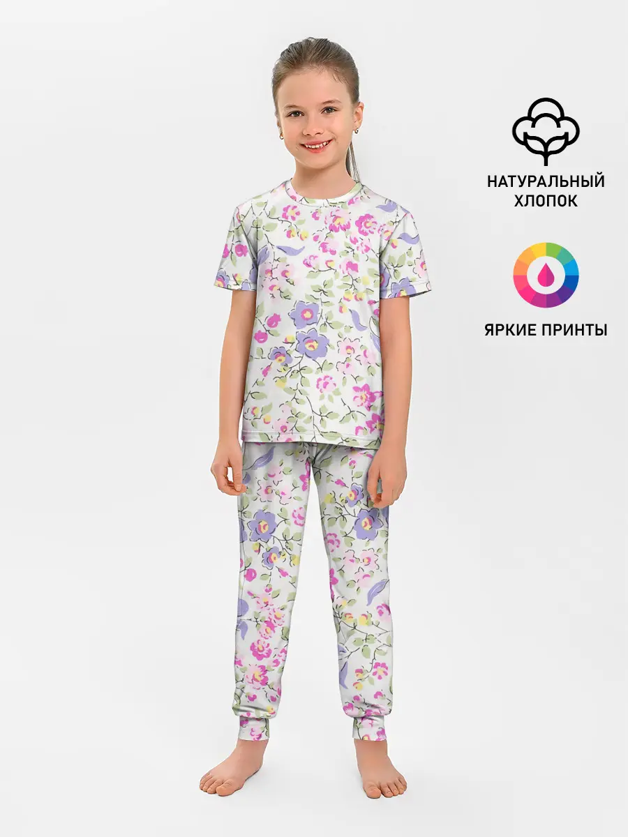 Детская пижама с брюками / Яркие весенние цветы