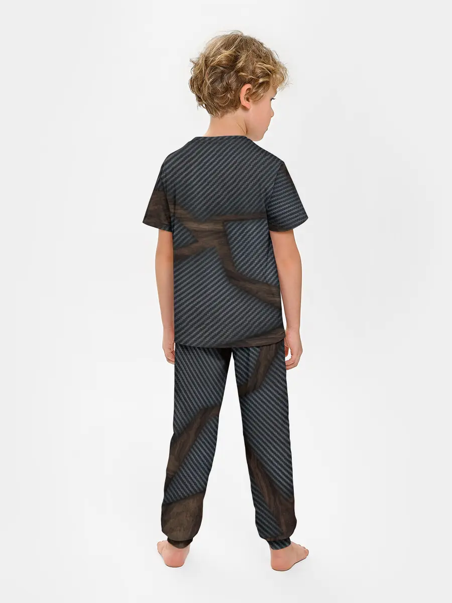 Детская пижама с брюками / карбон в дереве