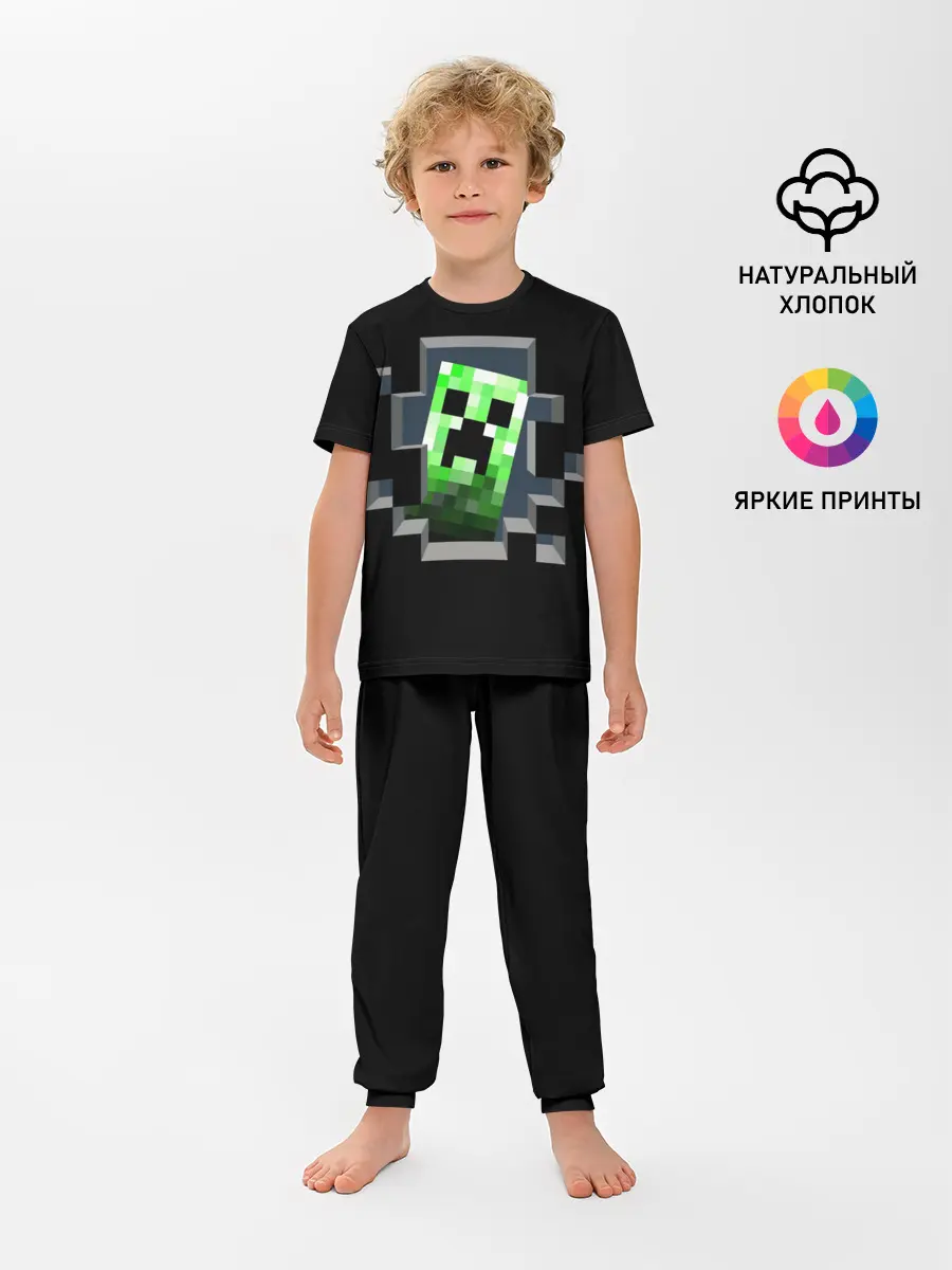 Детская пижама с брюками / Майнкрафт, Крипер