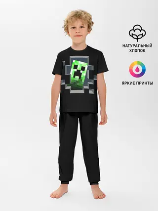 Детская пижама с брюками / Майнкрафт, Крипер