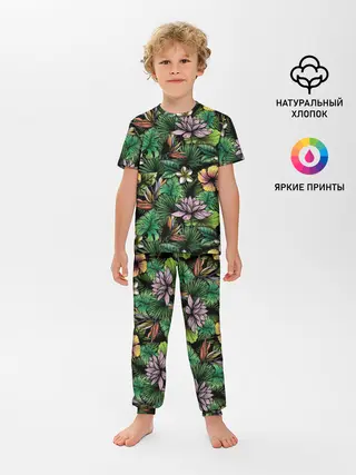 Детская пижама с брюками / Летние цветы
