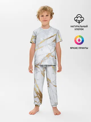 Детская пижама с брюками / Золото на белом