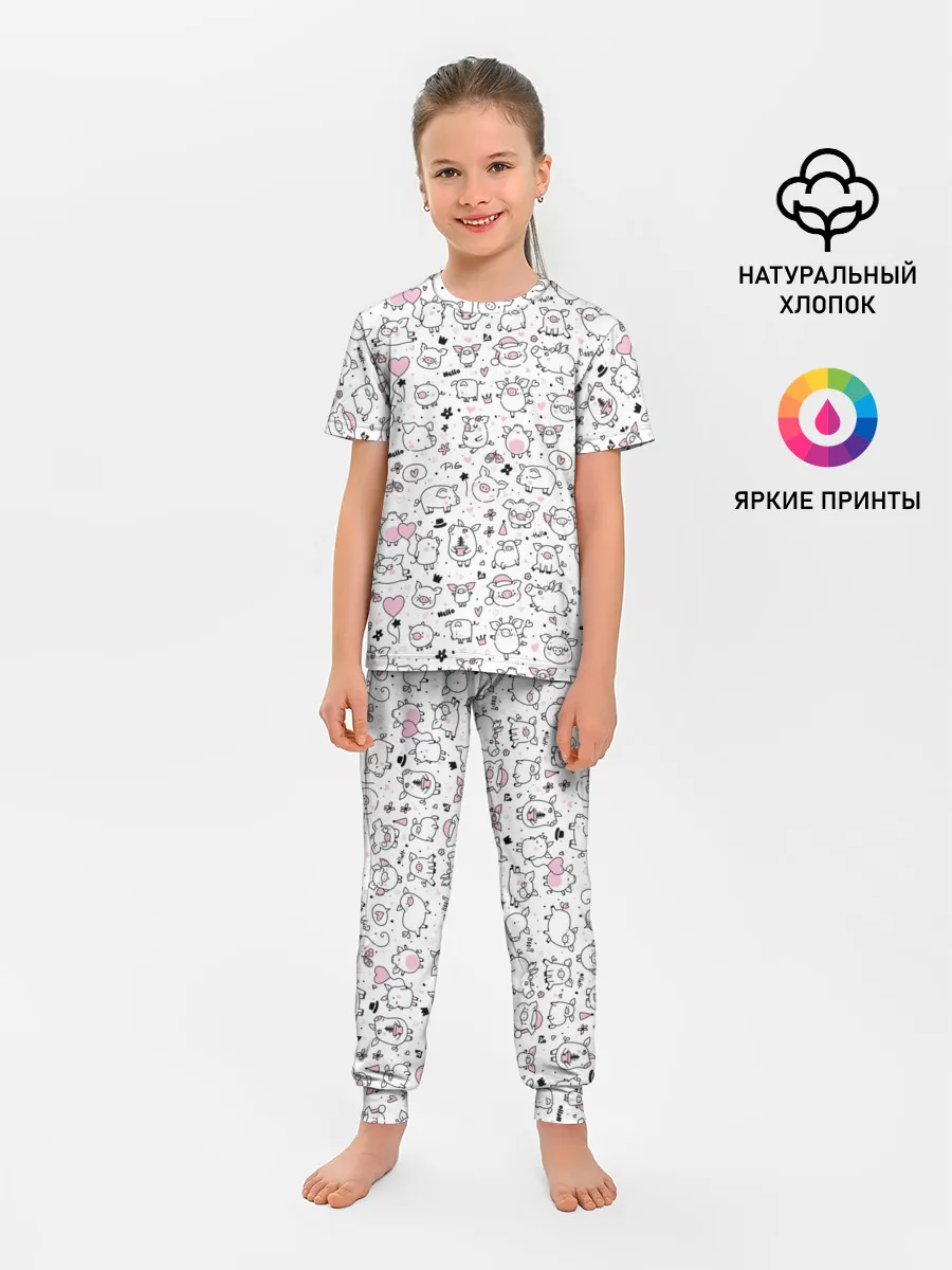 Детская пижама с брюками / Новогодние поросята