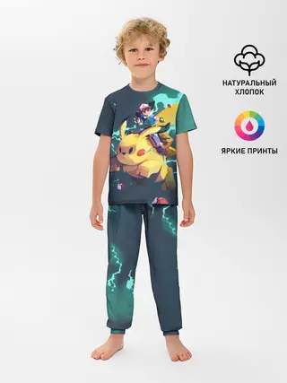 Детская пижама с брюками / Эш с Пикачу
