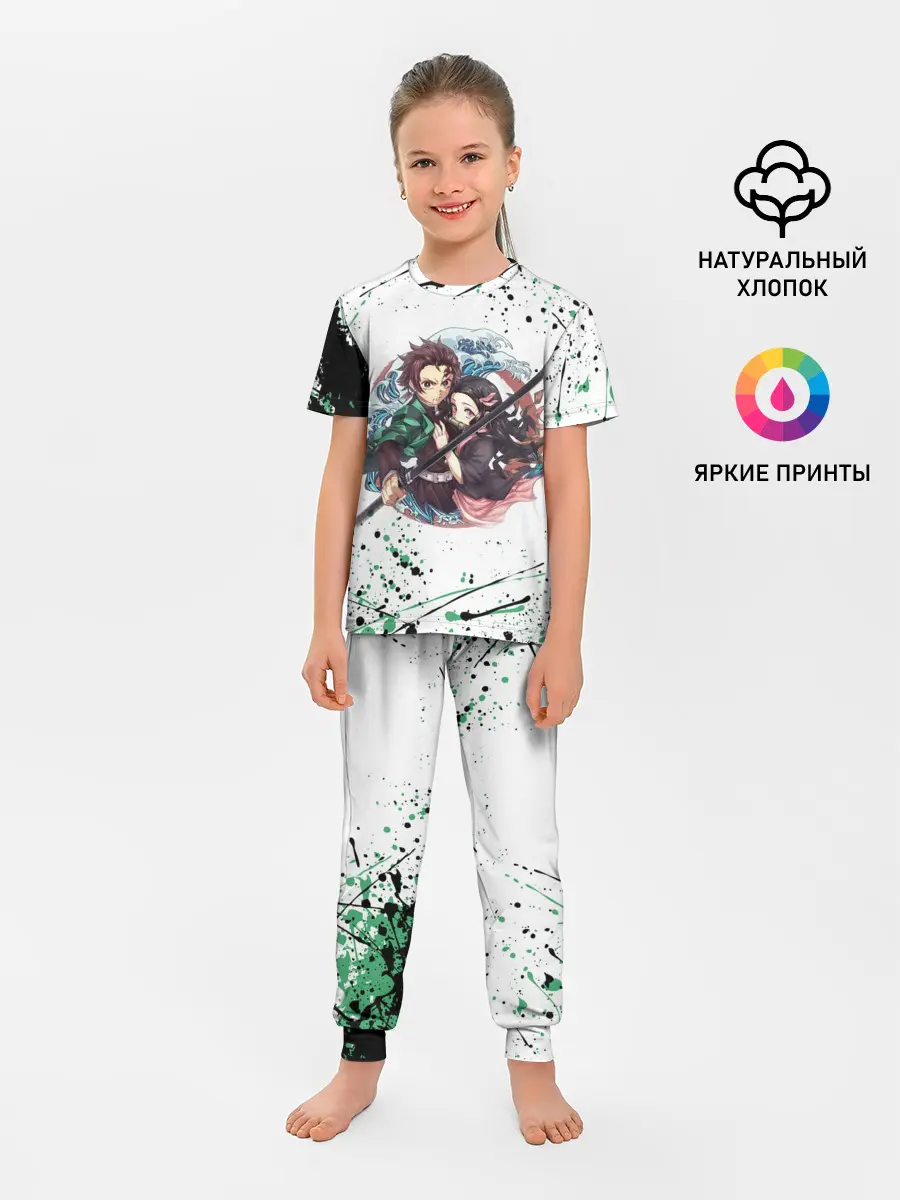 Детская пижама с брюками / Брызги красок Demon Slayer