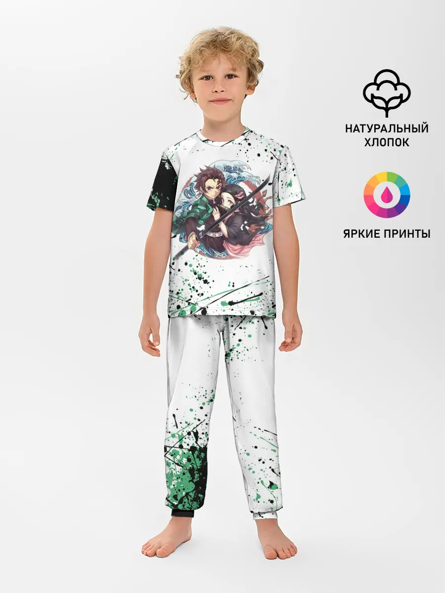 Детская пижама с брюками / Брызги красок Demon Slayer